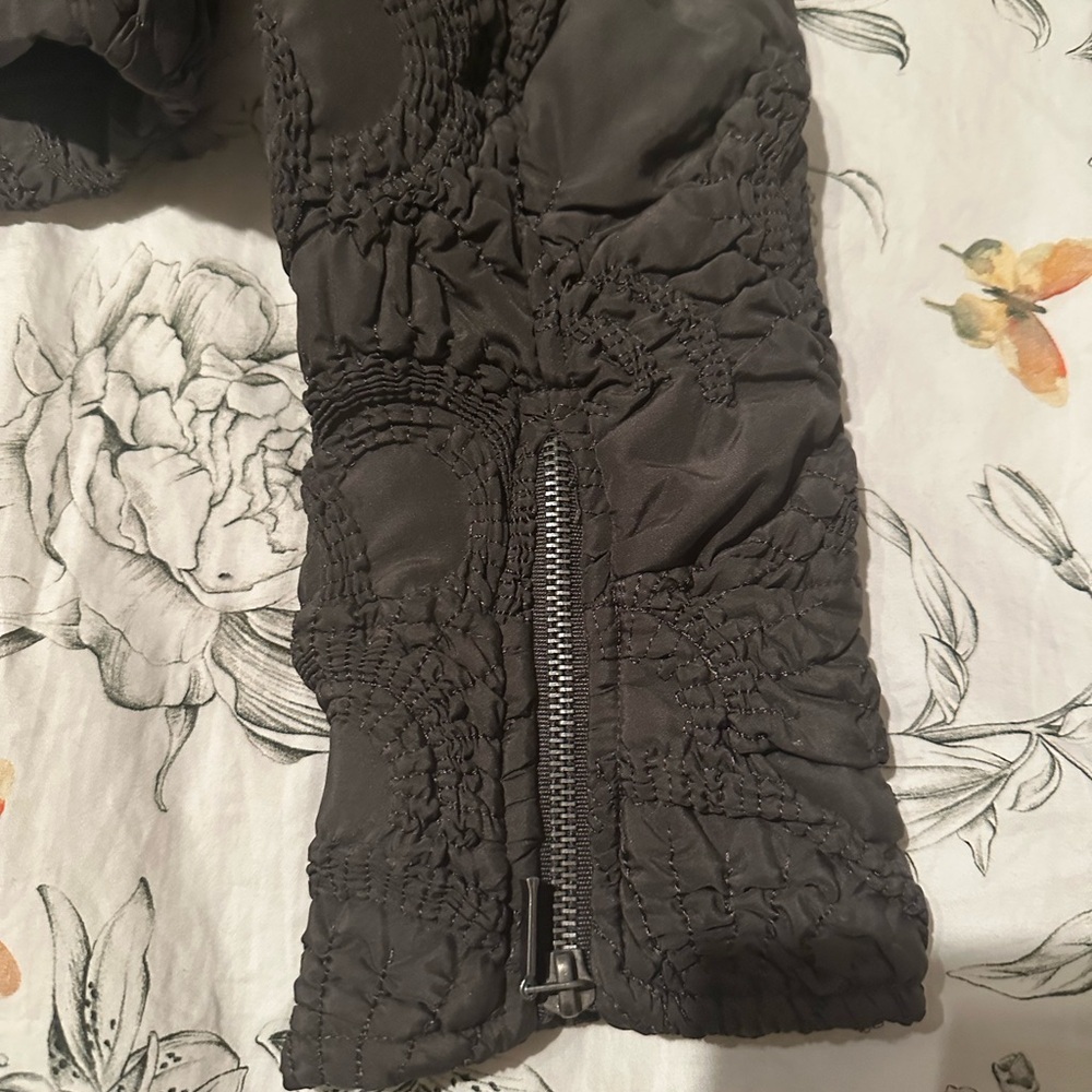 Bebe Black Bomber Jacket with Lace Detail - Picture 4 of 4